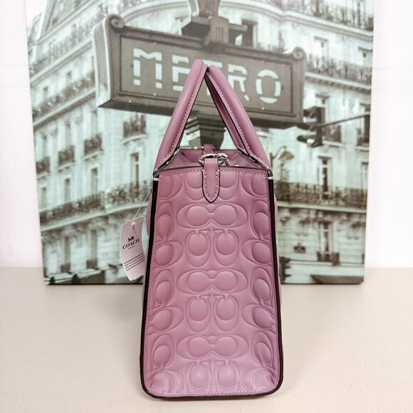 Coach CY670 Maggie Small Tote Bag In Signature Leather IN Jasmine - Picture 3 of 7